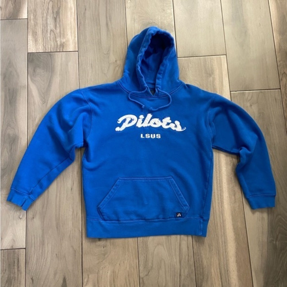 Vintage LSUS Pilots J‎ America Blue w/ Pilots Logo Hoodie Sweatshirt Size Small